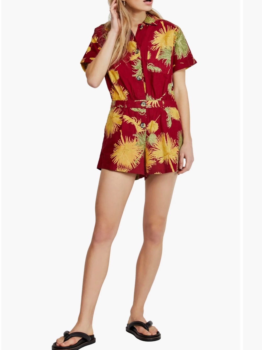 Free People Malibu Romper in Red Combo Size XS